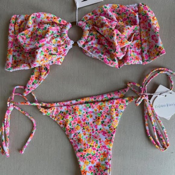 NWT Kulani Kinis bandeau bikini top (XL) & thong tie side bottom (L) - Picture 2 of 6
